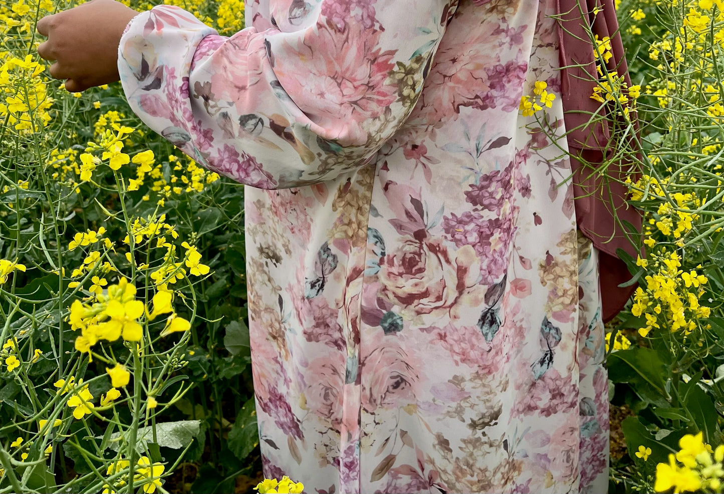 Pink Rose Printed Dress
